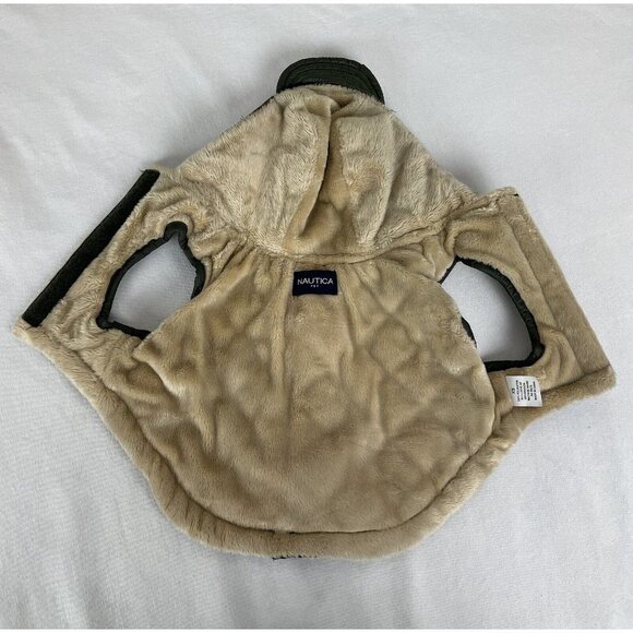 Nautica Pet Dog Jacket Hooded Puffer Fleece Vest XS Dark Green Preppy Classic - Picture 4 of 7